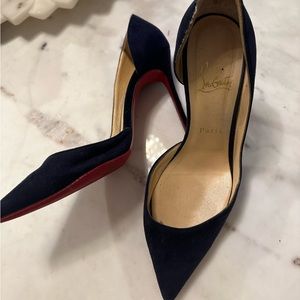 Iriza Suede Half-d'Orsay Red Sole Pumps